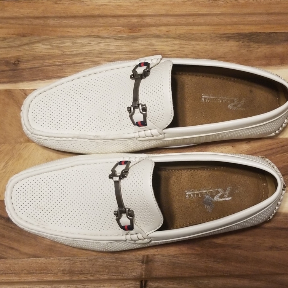 Men's white loafers